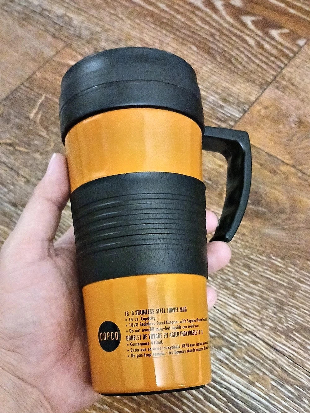 Copco 18/8 Stainless Steel Travel Mug, Orange & Black